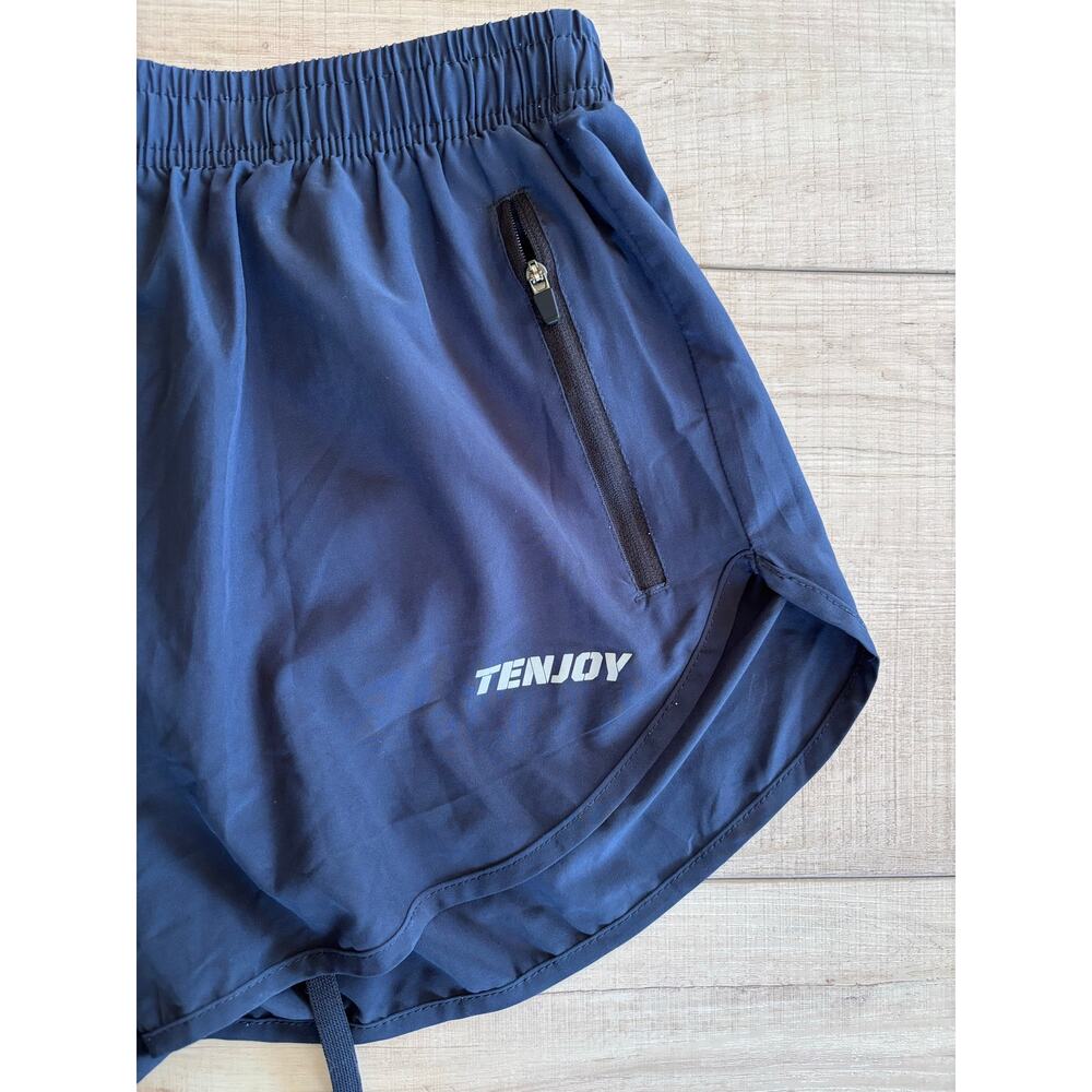 TENJOY Navy Quickdry Lightweight Running Short Joggers Lined w/ Zip Pockets | M - Picture 2 of 5